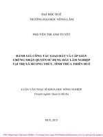 Luận văn Thạc sĩ Khoa học nông nghiệp: Đánh giá công tác giao đất và cấp giấy chứng nhận quyền sử dụng đất lâm nghiệp tại thị xã Hương Thủy, tỉnh Thừa Thiên Huế