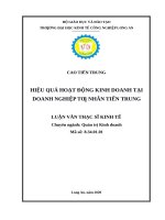 Luận văn thạc sĩ hiệu quả kinh doanh tại doanh nghiệp tư nhân tiến trung 