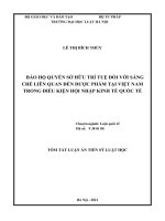 Bảo hộ quyền sở hữu trí tuệ đối với sáng chế liên quan đến dược phẩm tại việt nam trong điều kiện hội nhập kinh tế quốc tế TT 