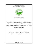 Nghiên cứu, đề xuất một số giải pháp góp phần cho công tác phòng cháy chữa cháy rừng tại huyện quảng ninh, tỉnh quảng bình 
