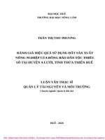 Đánh giá hiệu quả sử dụng đất sản xuất nông nghiệp của đồng bào dân tộc thiểu số tại huyện a lưới, tỉnh thừa thiên huế 