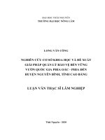 Nghiên cứu cơ sở khoa học và đề xuất giải pháp quản lý bảo vệ bền vững vườn quốc gia phia oắc   phia đén huyện nguyên bình, tỉnh cao bằng 