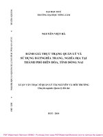 Luận văn Thạc sĩ Quản lý tài nguyên và môi trường: Đánh giá thực trạng quản lý và sử dụng đất nghĩa trang, nghĩa địa tại thành phố Biên Hòa, tỉnh Đồng Nai