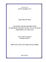 GIẢI QUYẾT TRANH CHẤP PHÁT SINH từ hợp ĐỒNG tín DỤNG tại tòa án cấp sơ THẨM THEO PHÁP LUẬT VIỆT NAM