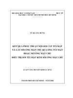 Kết quả phẫu thuật nội soi cắt túi mật và lấy sỏi ống mật chủ qua ống túi mật hoặc mở ống mật chủ điều trị sỏi túi mật kèm sỏi ống mật chủ 