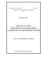 Khảo sát tác nhân viêm loét giác mạc nhiễm trùng tại bệnh viện mắt thành phố hồ chí minh 