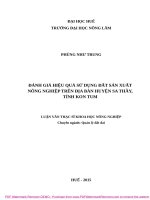 Đánh giá hiệu quả sử dụng đất sản xuất nông nghiệp trên địa bàn huyện sa thầy, tỉnh kon tum 