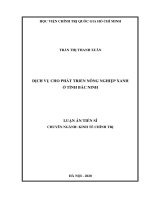 DỊCH VỤ CHO PHÁT TRIỂN NÔNG NGHIỆP XANH Ở TỈNH BẮC NINH LUẬN ÁN TIẾN SĨ