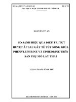 So sánh hiệu quả điều trị tụt huyết áp sau gây tê tủy sống giữa phenylephrine và ephedrine trên sản phụ mổ lấy thai 