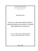 Luận văn thạc sĩ quản trị kinh doanh năng lực cạnh tranh trong lĩnh vực tráng phủ kim loại tại công ty cổ phần phát triển đầu tư hoàng hà 
