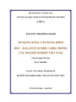 Áp Dụng Bảng Cân Bằng Điểm (BSC - Balance Score Card)