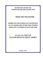 Nghiên cứu ảnh hưởng của chuyển dịch cơ cấu ngành kinh tế đến tăng trưởng năng suất lao động xã hội ở việt nam 