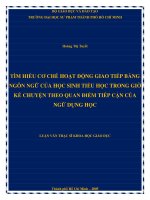 Luận văn thạc sĩ tìm hiểu cơ chế hoạt động giao tiếp ngôn ngữ của học sinh tiểu học trong giờ kể chuyện 