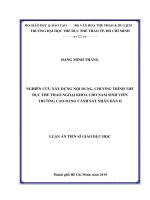 Luận án tiến sĩ nghiên cứu xây dựng nội dung, chương trình thể dục thể thao ngoại khóa cho nam sinh viên trường 