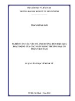 Luận văn Thạc sĩ Kinh tế: Nghiên cứu các yếu tố ảnh hưởng đến hiệu quả hoạt động của các ngân hàng thương mại cổ phần Việt Nam