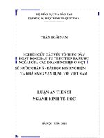 Nghiên cứu các yếu tố thúc đẩy hoạt động đầu tư ra nước ngoài của các doanh nghiệp ở một số nước châu á – bài học kinh nghiệm và khả năng vận dụng với việt nam 