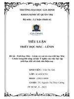 Tiểu luận triết học mác   lênin và vai trò của triết học mác   lênin trong đời sống xã hội  ý nghĩa của việc học tập triết học đối với sinh viên hiện nay