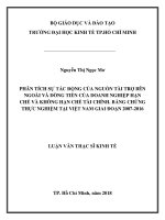 Luận văn Thạc sĩ Kinh tế: Phân tích sự tác động của nguồn tài trợ bên ngoài và dòng tiền của doanh nghiệp hạn chế và không hạn chế tài chính - Bằng chứng thực nghiệm tại Việt Nam