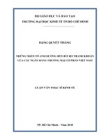 Luận văn Thạc sĩ Kinh tế: Những nhân tố ảnh hưởng đến rủi ro thanh khoản của các ngân hàng thương mại cổ phần Việt Nam