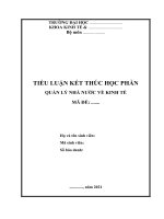 Tiểu luận phân tích công cụ kế hoạch trong quản lý nhà nước về kinh tế  Liên hệ việc sử dụng công cụ này tại cơ quan, đơn vị đang công tác