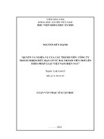 Luận văn Thạc sĩ Luật học: Quyền và nghĩa vụ của các thành viên Công ty Trách nhiệm hữu hạn có từ hai thành viên trở lên theo pháp luật Việt Nam hiện nay