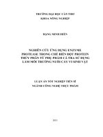 Nghiên cứu ứng dụng enzyme protease trong chế biến bột protein thủy phân từ phụ phẩm cá tra sử dụng làm môi trường nuôi cấy vi sinh vật 