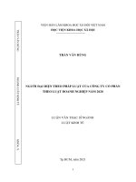 Luận văn Thạc sĩ Luật kinh tế: Người đại diện theo pháp luật của công ty cổ phần theo Luật Doanh nghiệp năm 2020