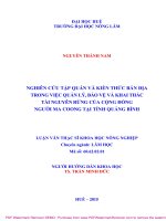 Nghiên cứu tập quán và kiến thức bản địa trong việc quản lý, bảo vệ và khai thác tài nguyên rừng của cộng đồng người