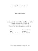 Đánh giá phát triển tăng trưởng xanh công ty cổ phần bia ninh bình, thành phố ninh bình, tỉnh ninh bình 