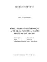 Đánh giá công tác đấu giá quyền sử dụng đất trên địa bàn thành phố hòa bình, tỉnh hòa bình giai đoạn 2011   2015 