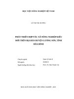 Phát triển hợp tác xã nông nghiệp kiểu mới trên địa bàn huyện lương sơn, tỉnh hòa bình 