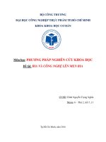Môn học  PHƯƠNG PHÁP NGHIÊN cứu KHOA học đề tài BIA và CÔNG NGHỆ lên MEN BIA 