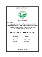 Khóa luận tốt nghiệp Đại học: Thực hiện quy trình chăm sóc, nuôi dưỡng và phòng trị bệnh cho lợn nái sinh sản nuôi tại Công ty CP khai thác khoáng sản Thiên Thuận Tường - thành