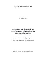 Đánh giá hiệu quả sử dụng đất sản xuất nông nghiệp trên địa bàn huyện tràng định, tỉnh lạng sơn 