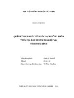 Quản lý nhà nước về nước sạch nông thôn trên địa bàn huyện đông hưng, tỉnh thái bình 