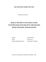 Quản lý vốn đầu tư xây dựng cơ bản từ nguồn ngân sách nhà nước trên địa bàn huyện cẩm giàng, tỉnh hải dương 