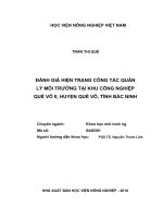 Đánh giá hiện trạng công tác quản lý môi trường tại khu công nghiệp quế võ II, huyện quế võ, tỉnh bắc ninh 