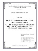 Lý luận của kinh tế chính trị học mác–lênin về tiền tệ và liên hệ thực tiễn các chức năng của tiền tệ trong nền sản xuất hàng hoá ở việt nam hiện nay