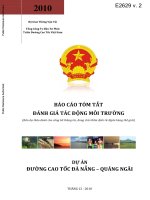 BÁO cáo tóm tắt ĐÁNH GIÁ tác ĐỘNG môi TRƯỜNG dự án ĐƯỜNG CAO tốc đà NẴNG – QUẢNG NGÃI 