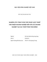 Nghiên cứu tính tuân thủ pháp luật thuế thu nhập doanh nghiệp đối với các doanh nghiệp tại cục thuế tỉnh thái bình 
