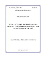 Thanh tra tại chỗ đối với các tổ chức tín dụng của ngân hàng nhà nước việt nam chi nhánh quảng ninh 