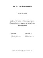 Quản lý sử dụng đường giao thông nông thôn trên địa bàn huyện kỳ sơn, tỉnh hòa bình 