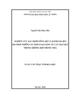Nghiên cứu xác định nồng độ và đánh giá rủi ro phơi nhiễm các kim loại nặng từ các hạt bụi trong không khí trong nhà 