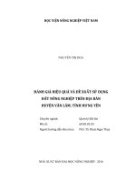 Đánh giá hiệu quả và đề xuất sử dụng đất nông nghiệp trên địa bàn huyện văn lâm, tỉnh hưng yên 
