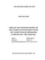 Đánh giá thực trạng bồi thường, hỗ trợ, tái định cư khi nhà nước thu hồi đất tại một số dự án trên địa bàn huyện hậu lộc   tỉnh thanh hóa 
