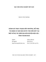 Đánh giá thực trạng bồi thường, hỗ trợ, tái định cư khi nhà nước thu hồi đất tại một số dự án trên địa bàn huyện hậu lộc   tỉnh thanh hóa 