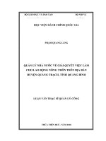 QUẢN lý NHÀ nước về GIẢI QUYẾT VIỆC làm CHO LAO ĐỘNG NÔNG THÔN TRÊN địa bàn HUYỆN QUẢNG TRẠCH, TỈNH QUẢNG BÌNH 