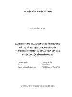 Đánh giá thực trạng công tác bồi thường, hỗ trợ và tái định cư khi nhà nước thu hồi đất tại một số dự án trên địa bàn huyện gia lộc, tỉnh hải dương 