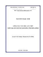 Công tác văn thư, lưu trữ trên địa bàn huyện kim bôi, tỉnh hòa bình 
