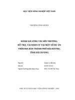 Đánh giá công tác bồi thường, hỗ trợ, tái định cư tại một số dự án trên địa bàn thành phố hải dương, tỉnh hải dương 